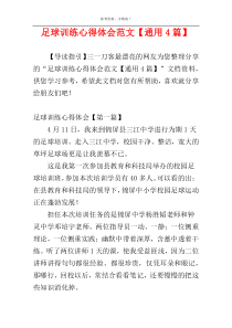 足球训练心得体会范文【通用4篇】