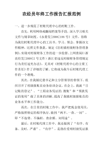 农经员年终工作报告汇报范例