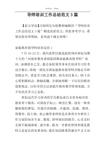 导师培训工作总结范文3篇