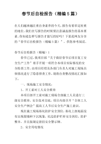 春节后自检报告（精编5篇）
