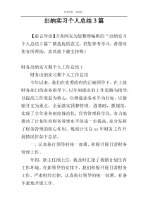 出纳实习个人总结3篇