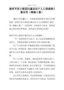 清明节烈士陵园扫墓活动个人心得感想5篇实用（精编5篇）