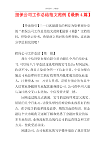 担保公司工作总结范文范例【最新4篇】