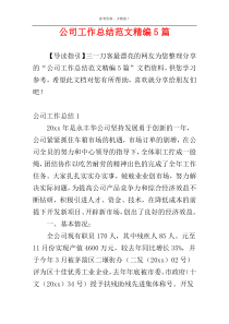 公司工作总结范文精编5篇