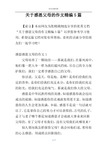 关于感恩父母的作文精编5篇