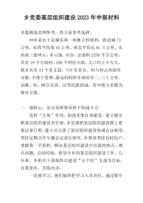 乡党委基层组织建设2023年申报材料