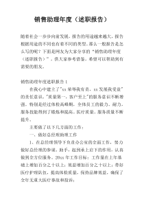 销售助理年度（述职报告）