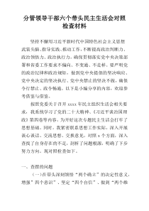 分管领导干部六个带头民主生活会对照检查材料