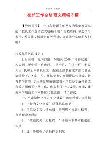 校长工作总结范文精编3篇