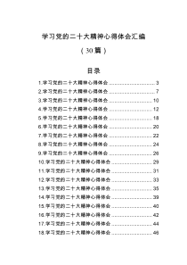 30篇学习党的二十大精神心得体会汇编