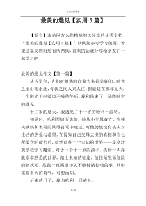 最美的遇见【实用5篇】