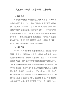 党支部2022年度三会一课工作计划
