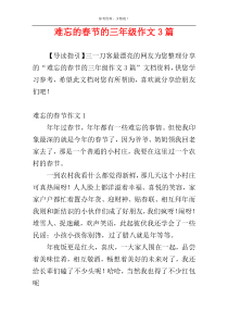 难忘的春节的三年级作文3篇