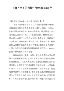 书籍“当下的力量”读后感2023年