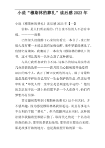 小说“穆斯林的葬礼”读后感2023年