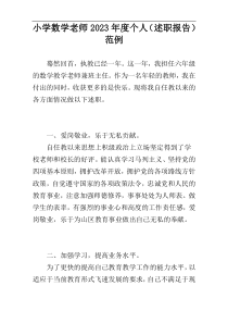 小学数学老师2023年度个人（述职报告）范例