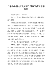 “播种希望，放飞梦想”国旗下的讲话稿范例