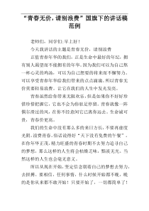 “青春无价，请别浪费”国旗下的讲话稿范例