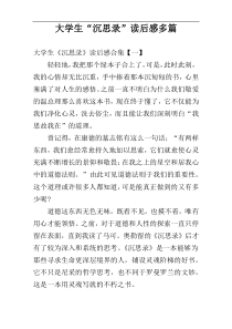 大学生“沉思录”读后感多篇