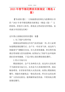 2023年春节烟花燃放有新规定（精选4篇）