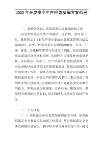 2023年开展安全生产应急演练方案范例