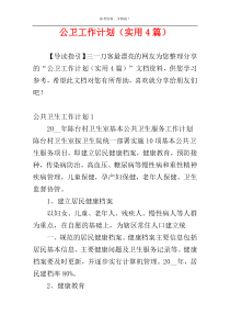 公卫工作计划（实用4篇）