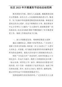 社区2023年开展重阳节活动总结范例