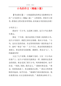 小鸟的作文（精编3篇）