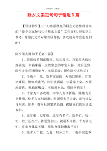 除夕文案短句句子精选5篇