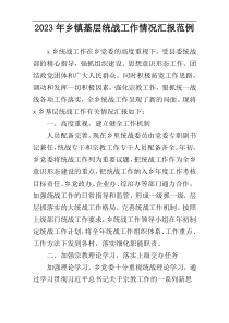 2023年乡镇基层统战工作情况汇报范例