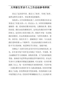 大学新生军训个人工作总结参考样例