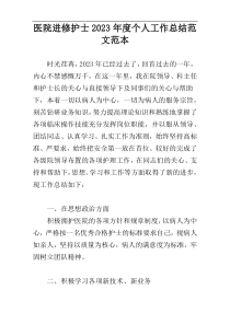 医院进修护士2023年度个人工作总结范文范本