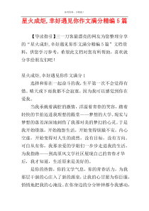 星火成炬,幸好遇见你作文满分精编5篇