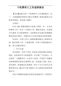 个收费所人工作述职报告
