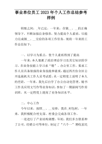 事业单位员工2023年个人工作总结参考样例