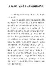 党委书记2023个人述责述廉报告范例