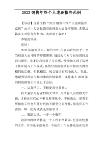 2023销售年终个人述职报告范例