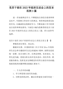 党员干部在2023年组织生活会上的发言范例3篇