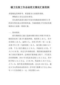 镇卫生院工作总结范文情况汇报范例