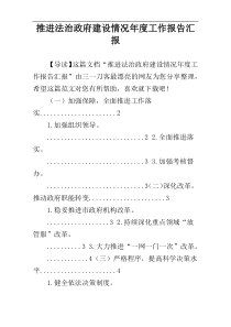 推进法治政府建设情况年度工作报告汇报