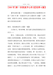 [500字]那一次我真开心作文【优秀4篇】