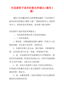 对县委班子成员的意见和建议(通用4篇)