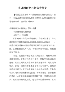 小课题研究心得体会范文