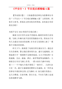 《平安行·》节目观后感精编4篇