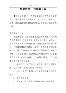 寒假旅游计划精编5篇