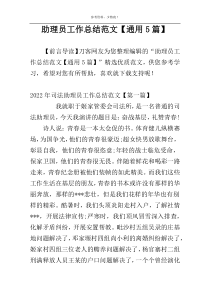 助理员工作总结范文【通用5篇】