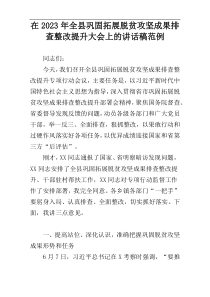 在2023年全县巩固拓展脱贫攻坚成果排查整改提升大会上的讲话稿范例