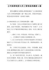 公司规章制度与员工管理条例最新4篇
