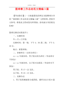 篮球赛工作总结范文精编3篇