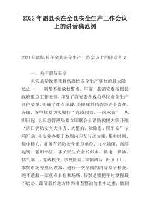 2023年副县长在全县安全生产工作会议上的讲话稿范例